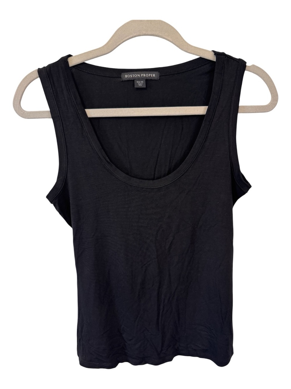 Boston Proper Black Deep Classic Scoop Sleeveless Tank Size XS